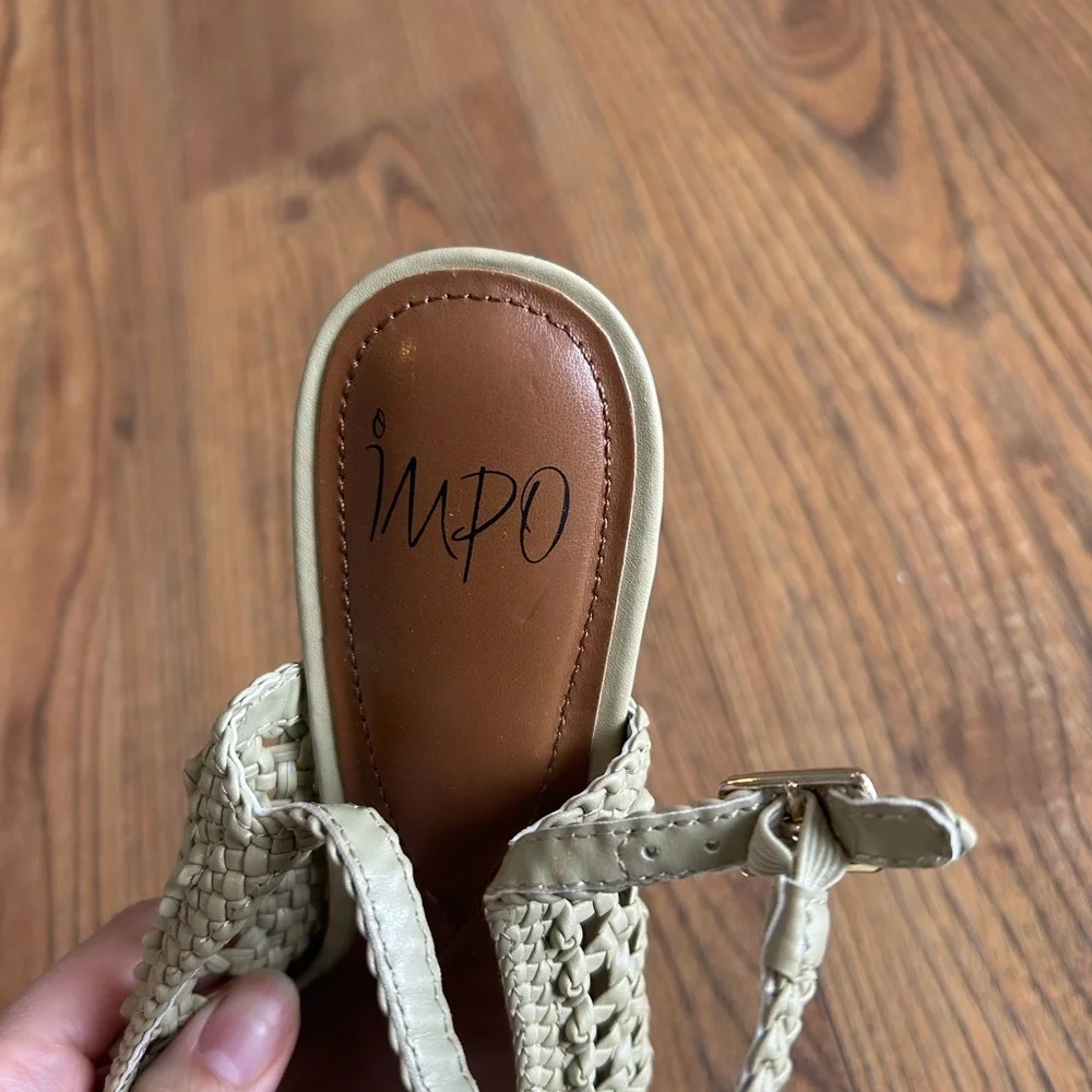 Impo Green Woven Slingback Wedge Pumps
